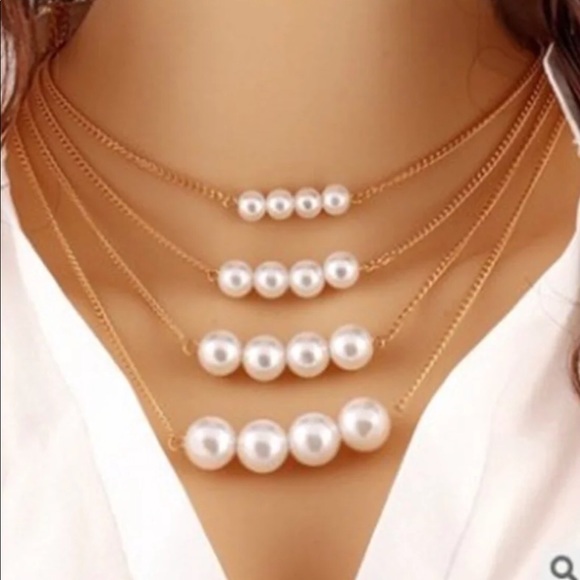 Adorable 4 layer pearl Necklace & Earrings set - Picture 2 of 3